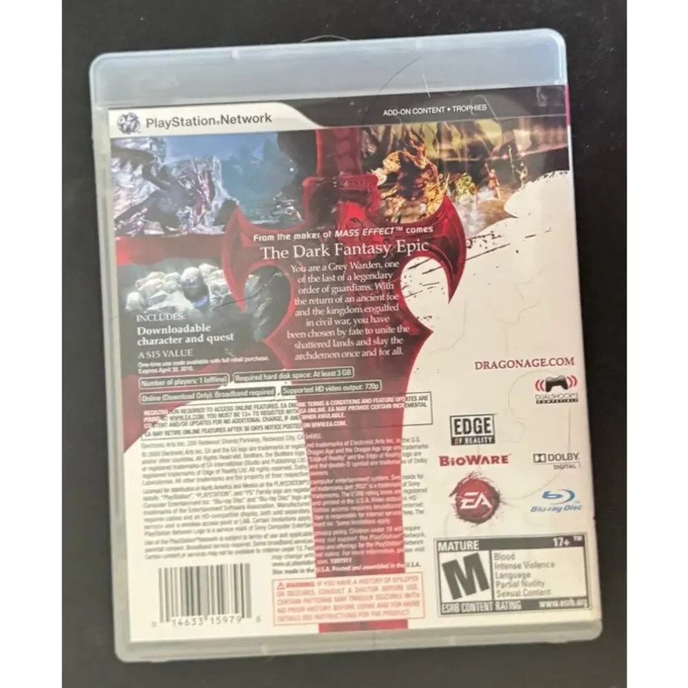 Playstation 3 PS3 Dragon Age: Origins Action RPG Video Game 2009